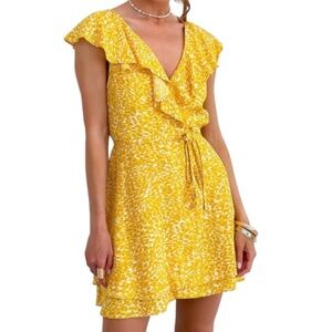 NWT FREE PEOPLE Women’s Vibrant Yellow Wrap Dress